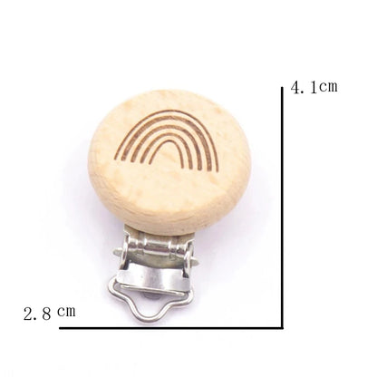 5PCS Wooden Rabbit Pacifier Clip Baby Accessories Wooden Animal Pacifier Metal Holder Elephant Pacifier Wooden Baby Teeth