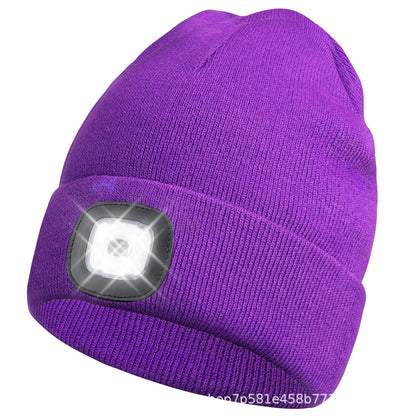 For Woman Cap Night Running Fishing Riding Sports Teenager Beanies Winter Men Beanie Hat with LED Light Rechargeable Knitted Hat