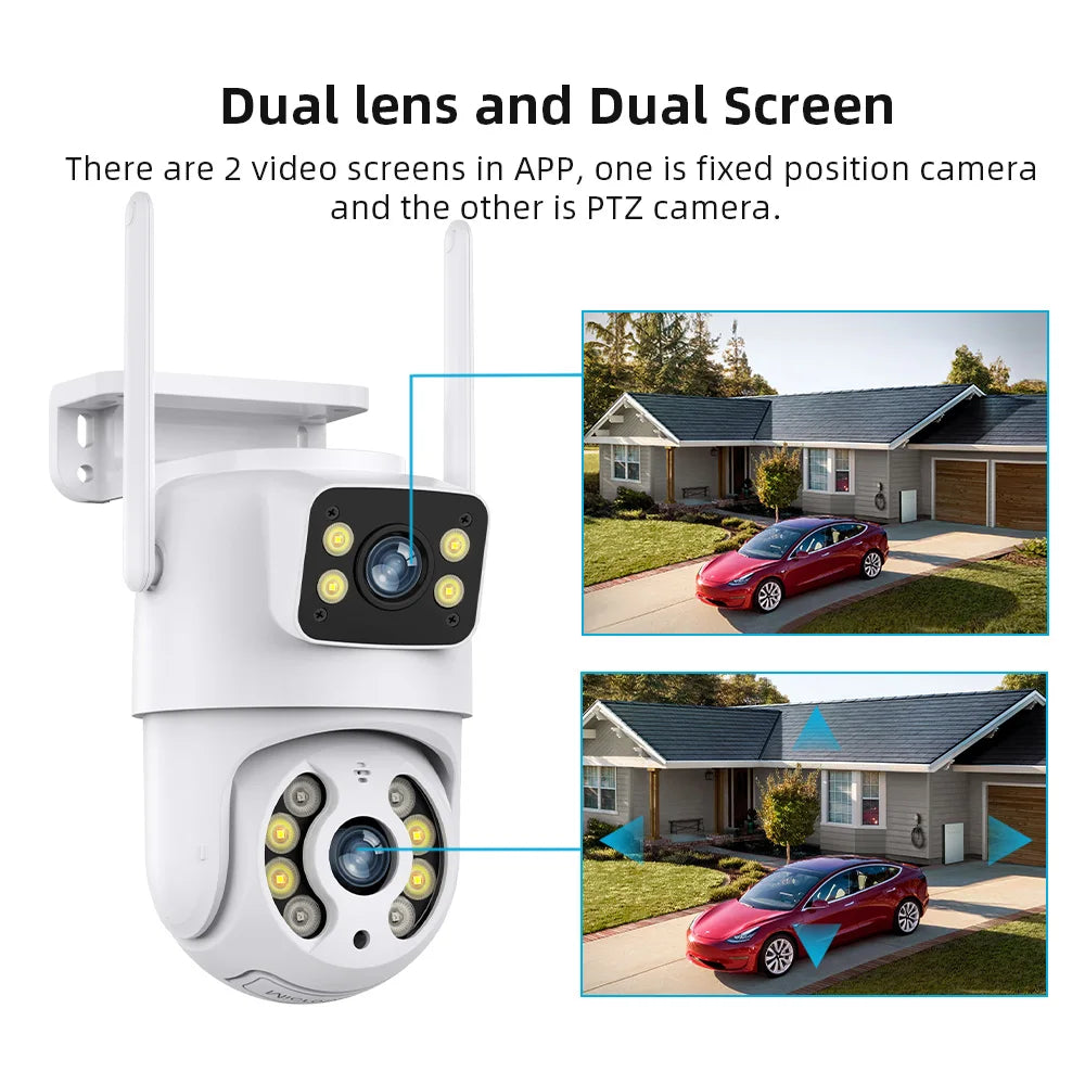 Hiseeu 4K 8MP Wifi Surveillance Camera Dual Lens 4X Digital Zoom AI Human Detect ONVIF Wireless Outdoor Security PTZ IP Cameras