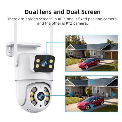 Hiseeu 4K 8MP Wifi Surveillance Camera Dual Lens 4X Digital Zoom AI Human Detect ONVIF Wireless Outdoor Security PTZ IP Cameras