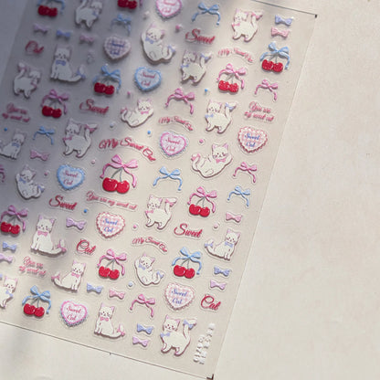 Pink Translucent Peach Jelly Texture 5D Soft Embossed Reliefs Self Adhesive Nail Art Stickers Cute Fruits 3D Manicure Decals
