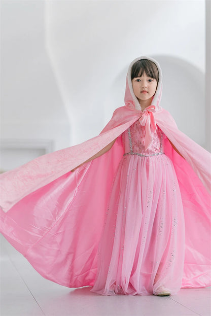 Elsa Cosplay Costume Kids Layers Deluxe Ball Gown Princess Dresses Aurora Christmas Wedding Evening Dress Girls Princess Dresses