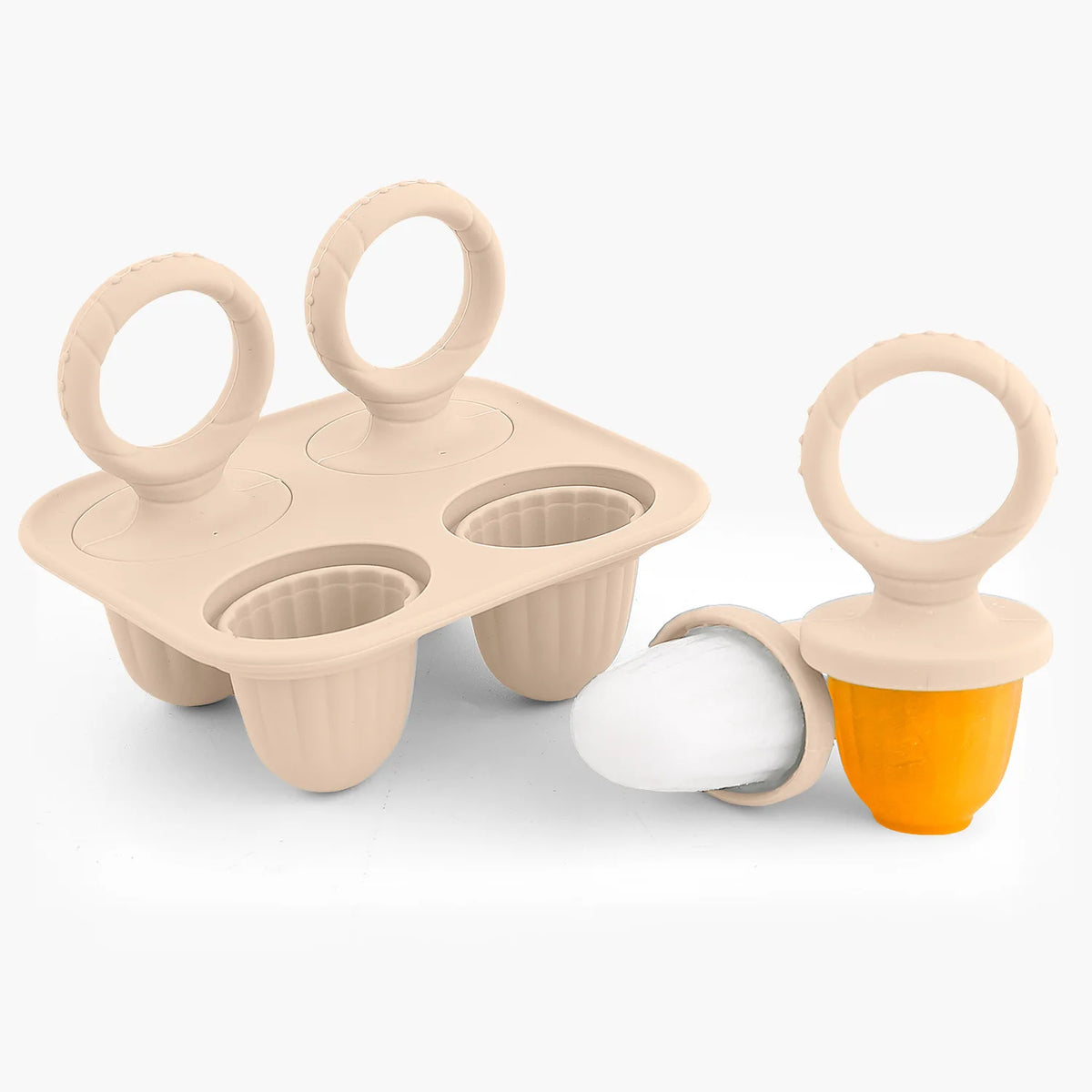 Baby Fruit and Vegetable Mold Silicone Hand Ring Popsicle Mold Baby Teething Teether Ice Cream Mold Baby Food Storage Container
