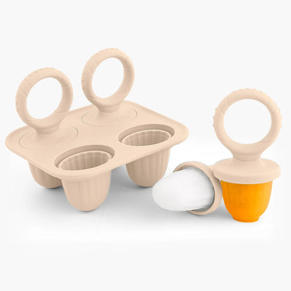 Baby Fruit and Vegetable Mold Silicone Hand Ring Popsicle Mold Baby Teething Teether Ice Cream Mold Baby Food Storage Container