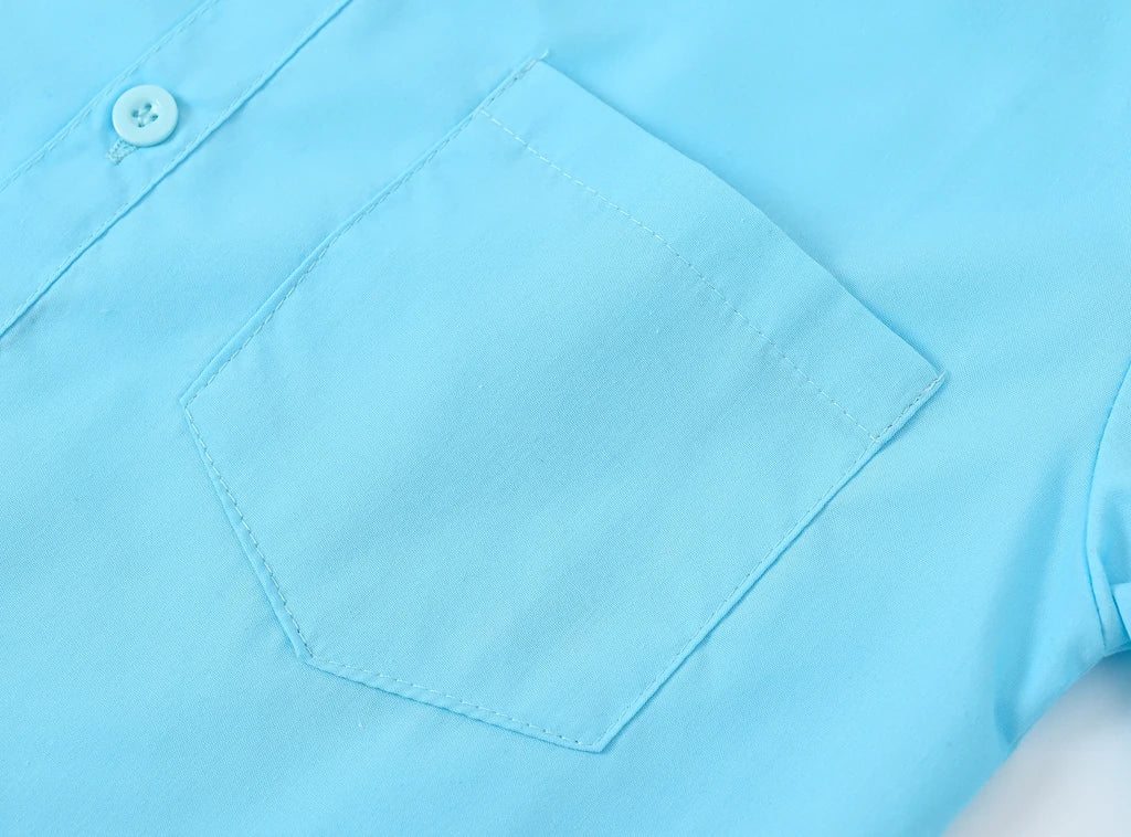 Children's Shirt in the Spring and Autumn New Boys and Girls Suit Collar Shirt Children's Pure Color Long Sleeve Shirt