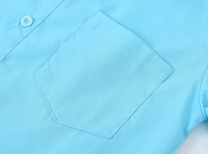 Children's Shirt in the Spring and Autumn New Boys and Girls Suit Collar Shirt Children's Pure Color Long Sleeve Shirt