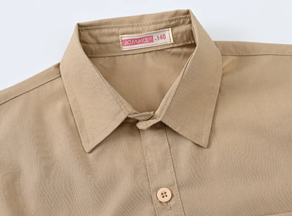 Children's Shirt in the Spring and Autumn New Boys and Girls Suit Collar Shirt Children's Pure Color Long Sleeve Shirt