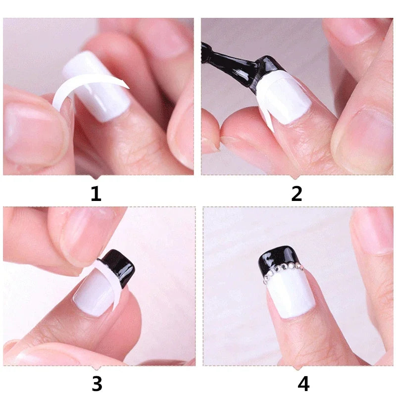 2 Sheets White French Manicure Strip Nail Art Form Fringe Tip Guides Sticker DIY Line Tips Decoration Tool