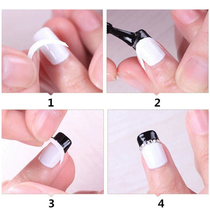 2 Sheets White French Manicure Strip Nail Art Form Fringe Tip Guides Sticker DIY Line Tips Decoration Tool