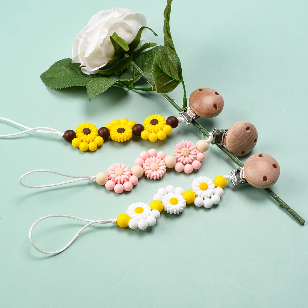 LOFCA Baby Silicone Teethers Pacifier WoodenClips Chain For Baby Pendant Nipple Holder Baby Teething Toys BPA Free Chew Beads