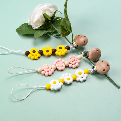 LOFCA Baby Silicone Teethers Pacifier WoodenClips Chain For Baby Pendant Nipple Holder Baby Teething Toys BPA Free Chew Beads