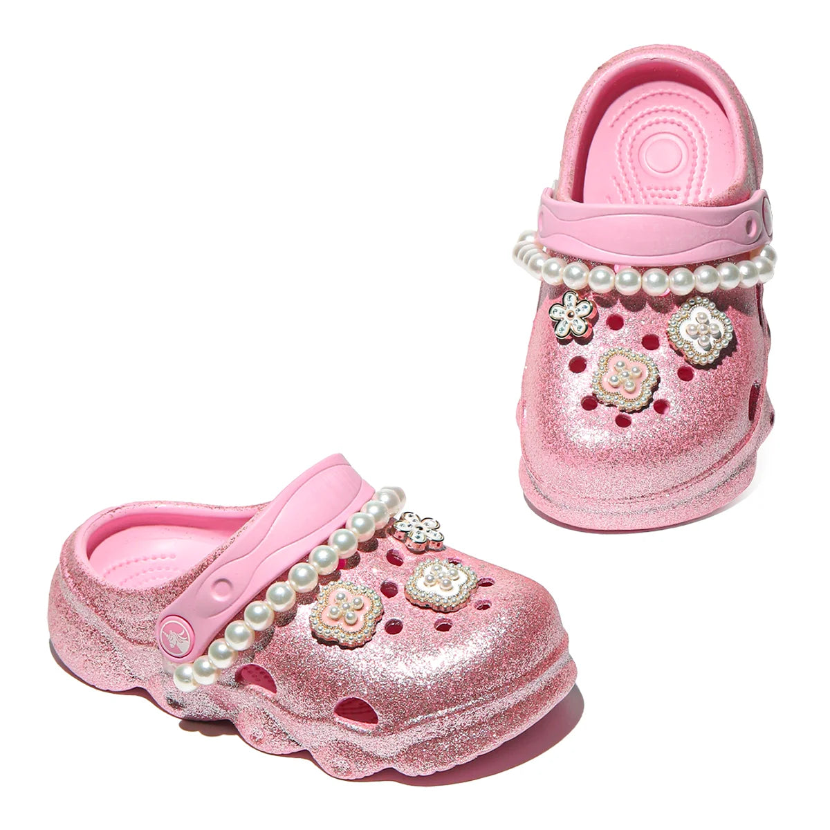 Kids' Glitter Clog, Lightweight EVA Garden Shoes, Waterproof Non-Slip Sandals, Comfortable Slip-On Shoes for Indoor Outdoor 1214