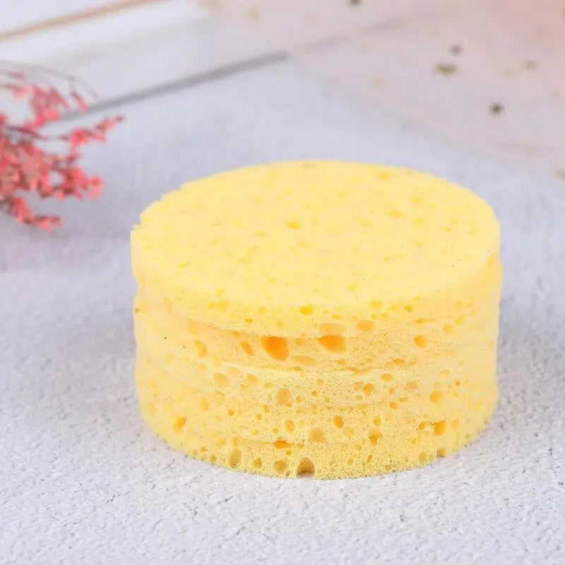 10pcs Natural Wood Sponge Compress Cosmetic Puff Facial Washing Sponge Face Care Cleansing Makeup Remover Tools
