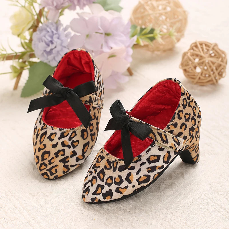 2026 New Infant Newborn Baby Girl High Heels Shoes Princess Bow First Birthday Party Shoes Photo Props Shoes 0-12M