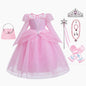 Elsa Cosplay Costume Kids Layers Deluxe Ball Gown Princess Dresses Aurora Christmas Wedding Evening Dress Girls Princess Dresses