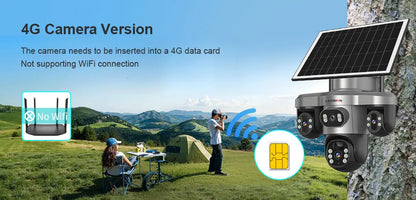LS VISION Wireless WiFi Solar Camera Three Lens Three Screen 4G Sim Card Solar Cam Human Detection Outdoor Solar Surveillance