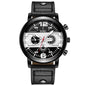 Sleek Men’s Watch Chic Brown Leather Band Quartz Watch Modern Black White Orange Three Eye Contrast Color Chronograph Wristwatch