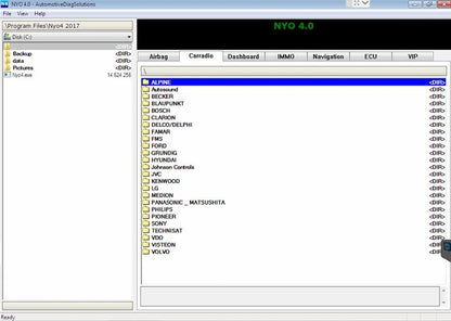 NEWEST Auto Repair Software 2017 NYO 4.0 Full Database Airbag+Carradio+Dashboard+IMMO+Navigation Install Video Guide