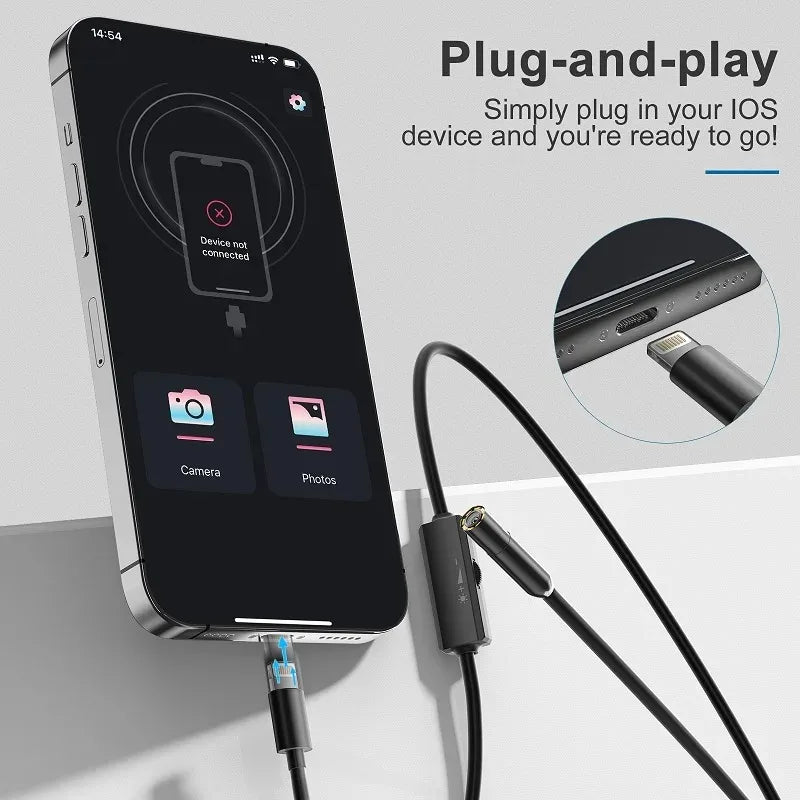 Endoscope Camera  Borescope with 8 LED Lights 8mm Inspection Camera for iOS System