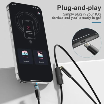 Endoscope Camera  Borescope with 8 LED Lights 8mm Inspection Camera for iOS System