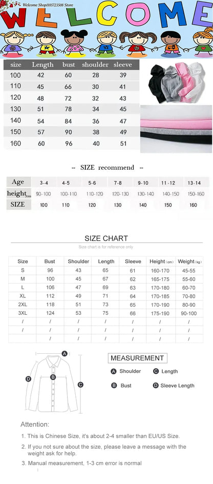2026 Family Matching Hoodie Ears Castle Print Women Men Kids Multicolor Sweatshirt Land Trip Pullover
