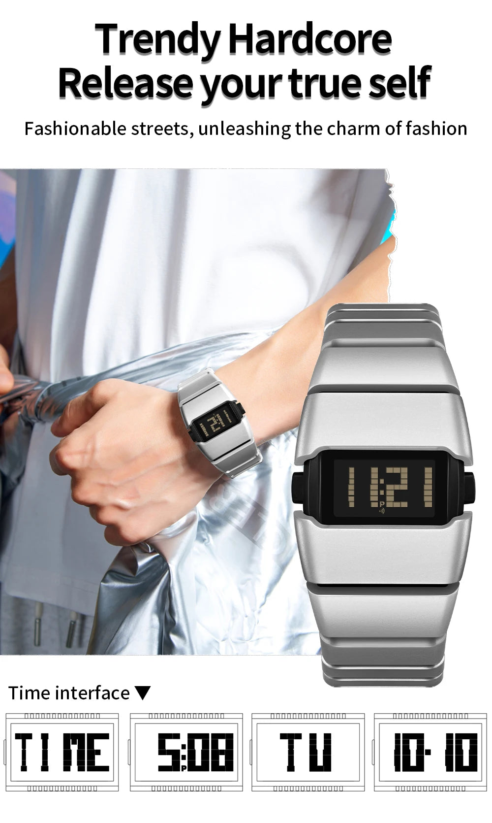 SANDA 9504 Retro Electronic Watch 5ATM Waterproof Night Light Display Snooze Alarm Clock Stopwatch Men's and Women's Watches2026