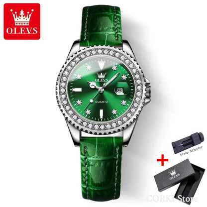 OLEVS 9945 Luxury Diamond Stainless Steel Quartz Watch for Women Elegant Ladies Waterproof Sport Women's Wristwatch Reloj Mujer
