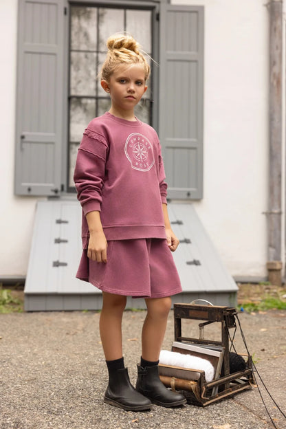 2026 Ali Plus new AW26 Compass Collection Dusty pink Muted blue washed denim oversized sweatshirt kids girl boy baby clothing