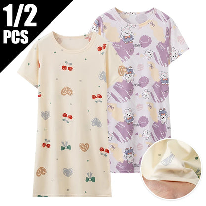 1/2 Piece Children's Sweet And Lovely Straight Skirt Loose And Comfortable Girl's Home Skirt Casual Round Neck Plus Size Skirt
