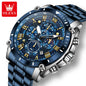 OLEVS 2025 New Men Watch Top Brand Luxury Watch Men Stainless Steel Waterproof Sport Quartz Chronograph Wrist Watch Man Relogio