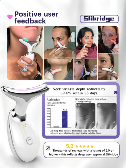 7-Color LED Neck Beauty Device Electric Face Neck Massager EMS Microcurrent Lift Skin Care Beauty Instrument for Women Home Use
