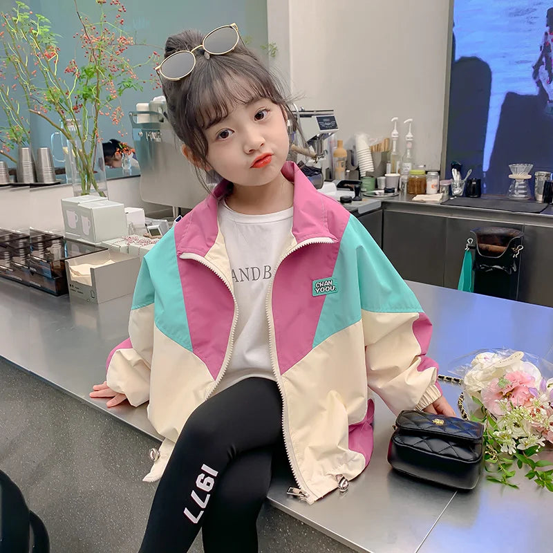 England Style Spring Autumn Cotton Girl Toddler Trench kids Windbreaker Fashion Little Girl Double Breasted Jacket Outfits