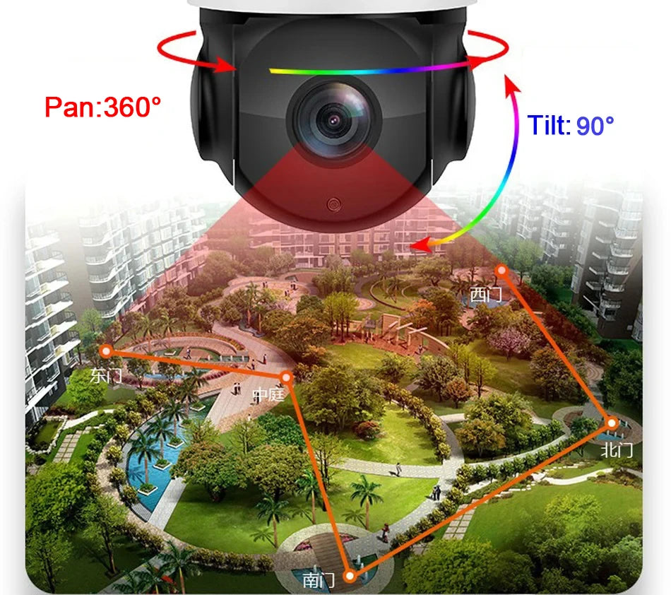 Metal Full Color Laser Infrared Auto Tracking Cruise 8MP 4K 30fps 90X Optical Zoom 360° Audio Onvif POE Speed Dome PTZ IP Camera