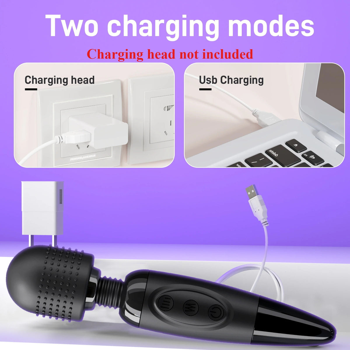 Portable Electric Body Massager Wand with 20 Modes & 8 Speeds, Handheld Tissue Massager for Neck Back Foot Pain Relief