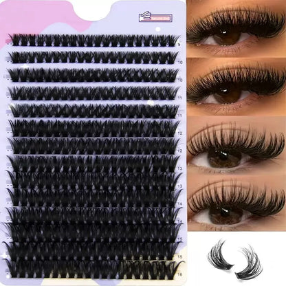 Cluster Lashes, 240pcs 40D 9-16mm Mixed Lengths, Ultra-Natural Look Thin Ultra-Soft Ultra-Light, Reusable  for Beginners