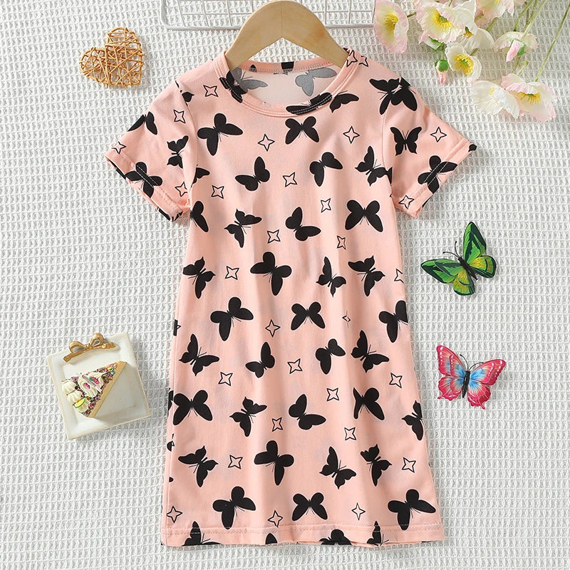 1/2 Piece Children's Sweet And Lovely Straight Skirt Loose And Comfortable Girl's Home Skirt Casual Round Neck Plus Size Skirt