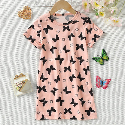 1/2 Piece Children's Sweet And Lovely Straight Skirt Loose And Comfortable Girl's Home Skirt Casual Round Neck Plus Size Skirt