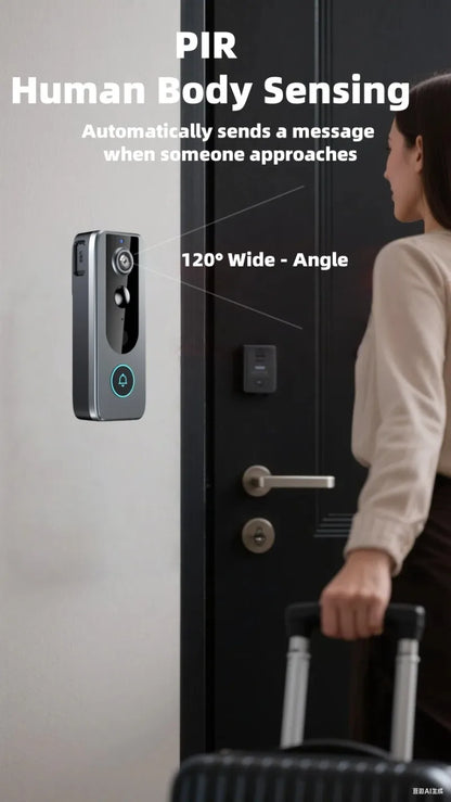 IP65 Waterproof Outdoor Wireless Doorbell with Solar Rain Cover Camera Tuya Eye Digital Door Peepholes Smart Home Video Intercom