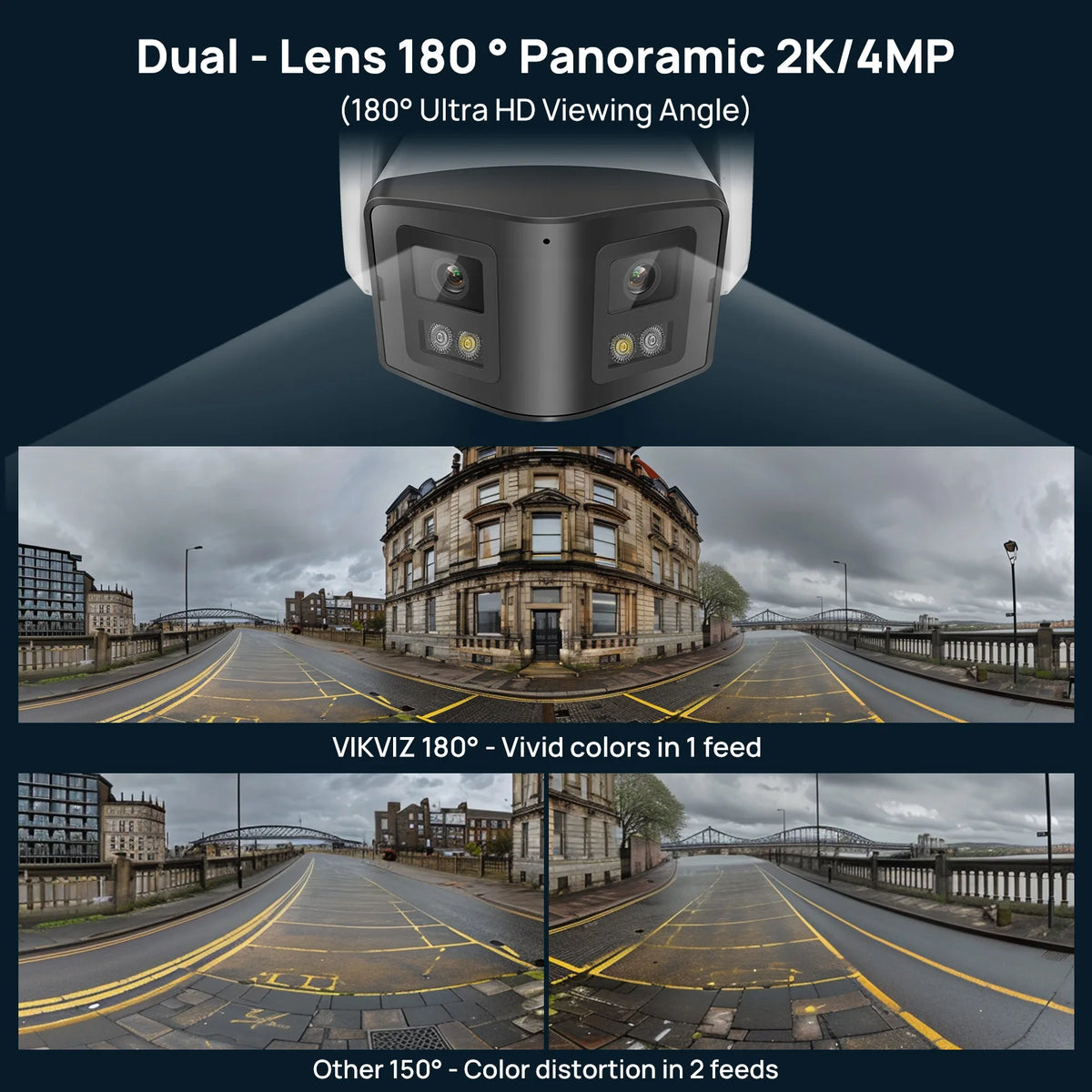 Hikvision-Compatibele 4K 8mp ColorVu 170 ° Binocular Panoramische IP Camera Md2.0 Tweerich Tingsges Prekken Thuis CCTV Camera