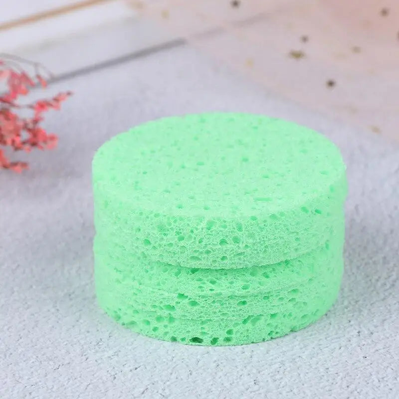 10pcs Natural Wood Sponge Compress Cosmetic Puff Facial Washing Sponge Face Care Cleansing Makeup Remover Tools