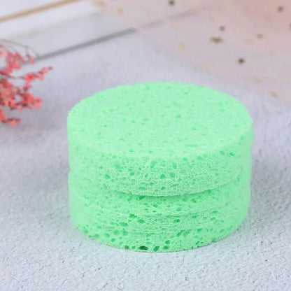 10pcs Natural Wood Sponge Compress Cosmetic Puff Facial Washing Sponge Face Care Cleansing Makeup Remover Tools