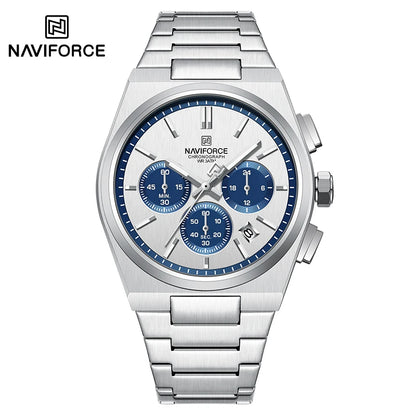 Top Brand NAVIFORCE Men and Women Quartz Chronograph Watch Stainless Band Stylish 24 Hours Date Display Couple Wristwatches 2024