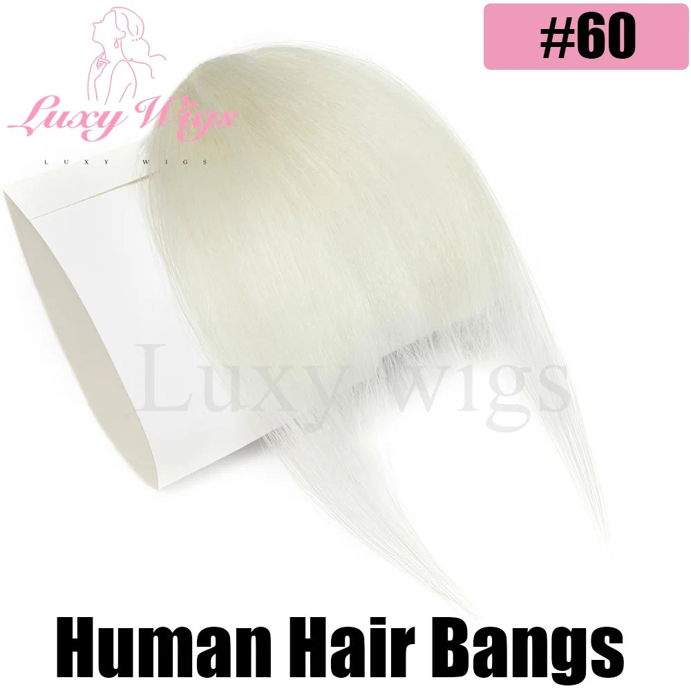 Blonde Human Hair Clip in Bangs Fringe with Temples Wispy Bangs French Bangs for Women Black Brown Gray Hair Bangs Daily Use