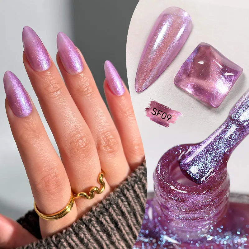 LILYCUTE 7ml Glitter Nail Polish Colorful Bright Sparkling Glitter Pearl Nail Art DIY Decoration No Need of Lamp to Cure