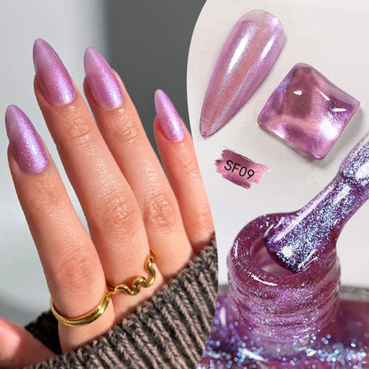 LILYCUTE 7ml Glitter Nail Polish Colorful Bright Sparkling Glitter Pearl Nail Art DIY Decoration No Need of Lamp to Cure