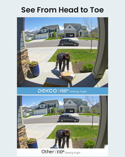 Dekco 5MP Ultra HD WiFi Video Doorbell 2.4/5G Dual WiFi Triple Motion Detection Video Intercom 180-Day Battery Life Work with Alexa
