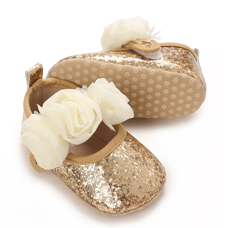Baby Learning Walk Shoes, Elegant 3D Flower Infant Crib Shoes,Multi Style Soft Dress Footwear for Newborn Baby Girls 0-18Months