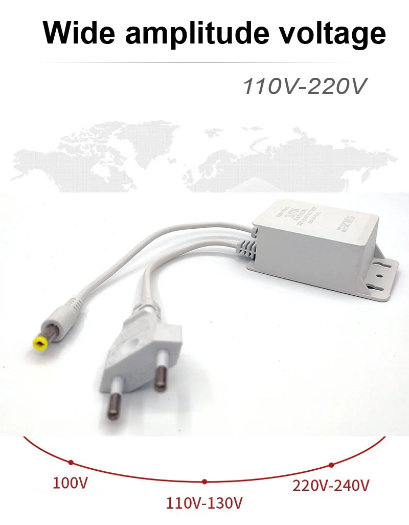 2pcs Power Adapter EU Outdoor Waterproof AC 100-240V Input DC 12V Volt Output Supply Charger Europe Universal Adapter Converter