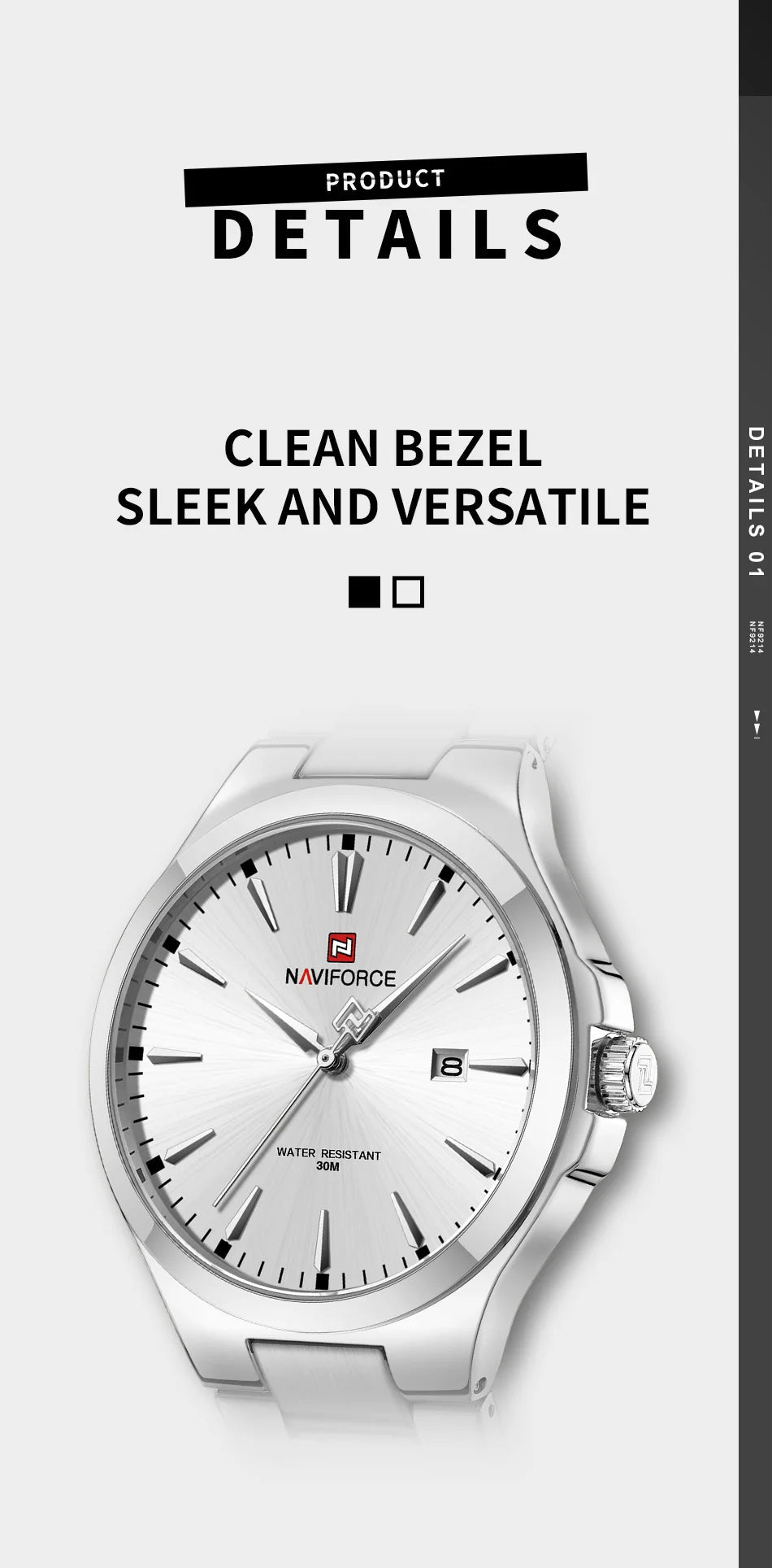 NAVIFORCE Trend Watch for Men Casual Date Display Waterproof Quartz Military Stainless Steel Strap Man Watches Relogio Masculino