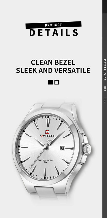 NAVIFORCE Trend Watch for Men Casual Date Display Waterproof Quartz Military Stainless Steel Strap Man Watches Relogio Masculino